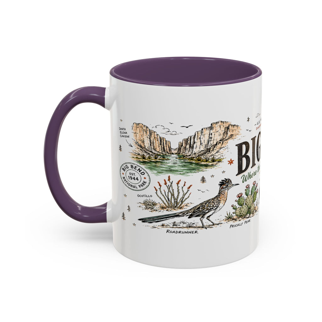 Big Bend National Park Coffee Mug | Texas Desert River Canyon Hiking Gift | Accent Color Ceramic 11oz 15oz