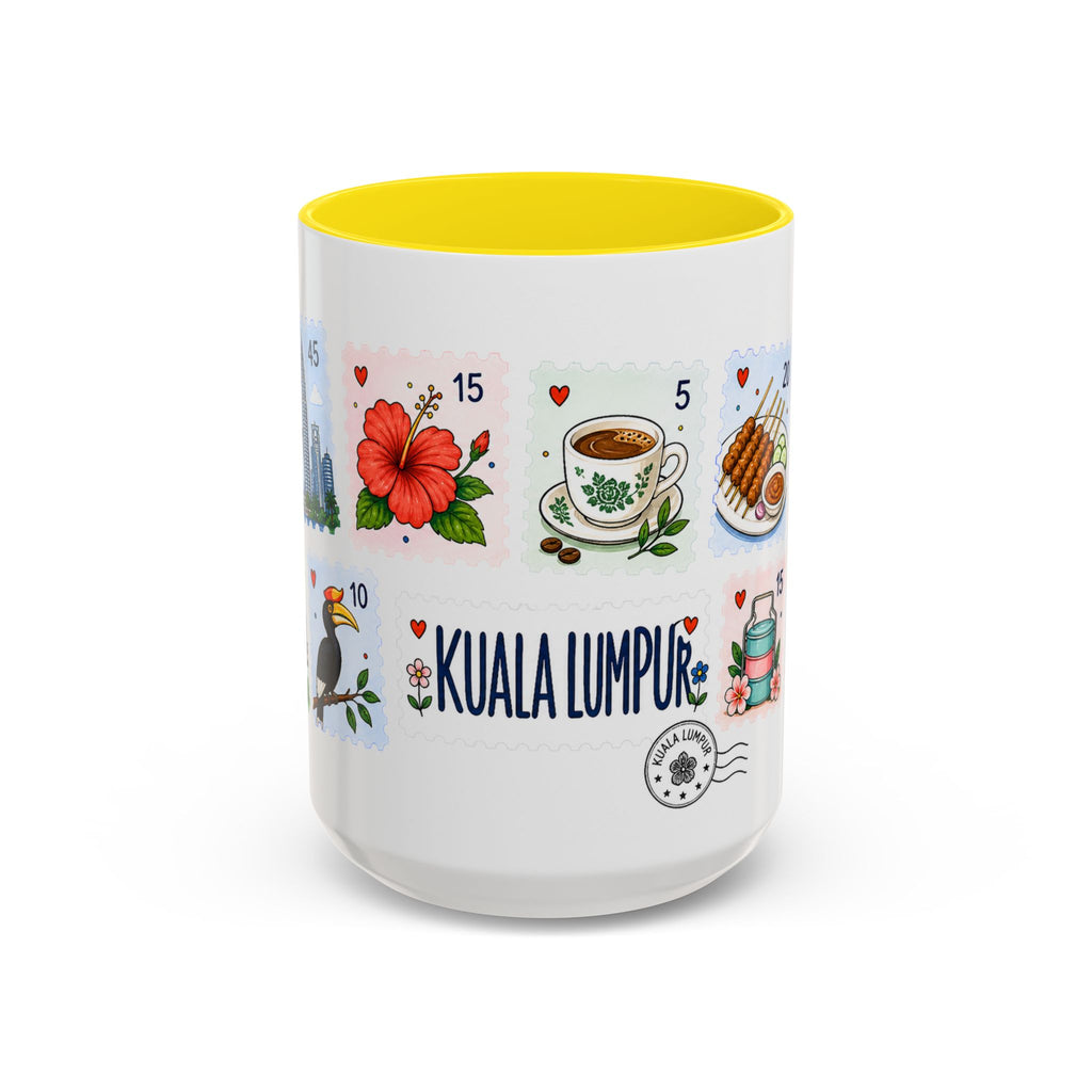 Kuala Lumpur Coffee Mug | Postage Stamp Collage Mug | Travel Souvenir Accent Cup 11oz 15oz