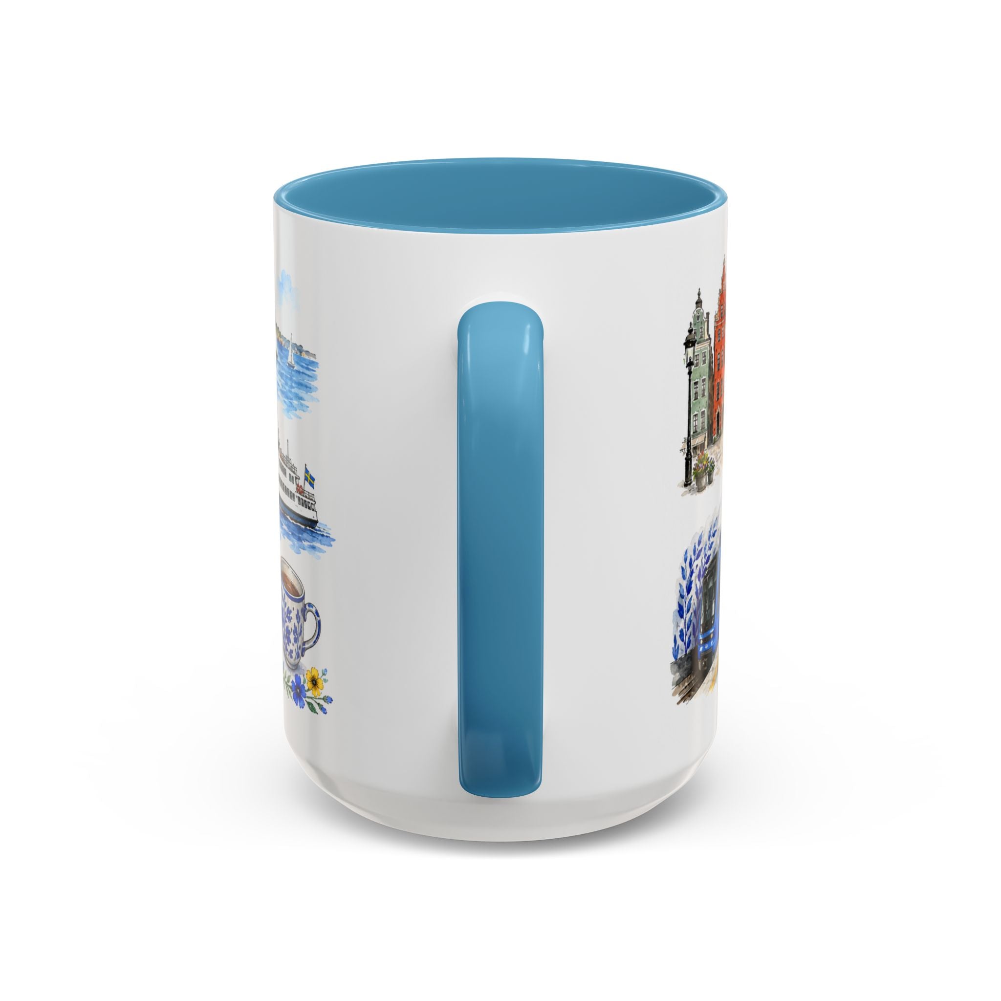 Stockholm Illustrated Travel Mug | City Souvenir Accent Coffee Mug | 11oz 15oz Ceramic Cup