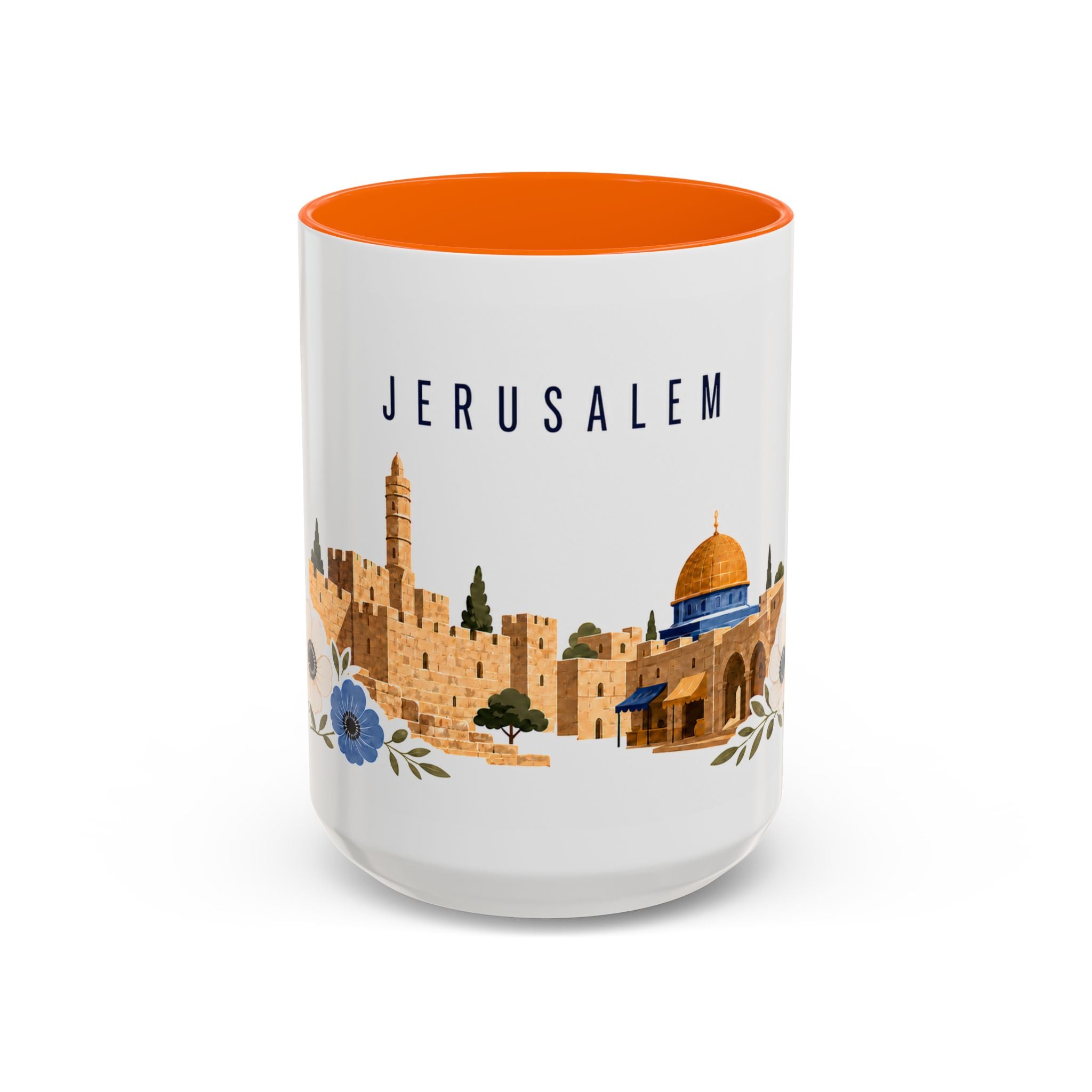 Jerusalem Coffee Mug | Israel Travel Souvenir | Porcelain Decal City Gift | 11oz 15oz Accent Mug
