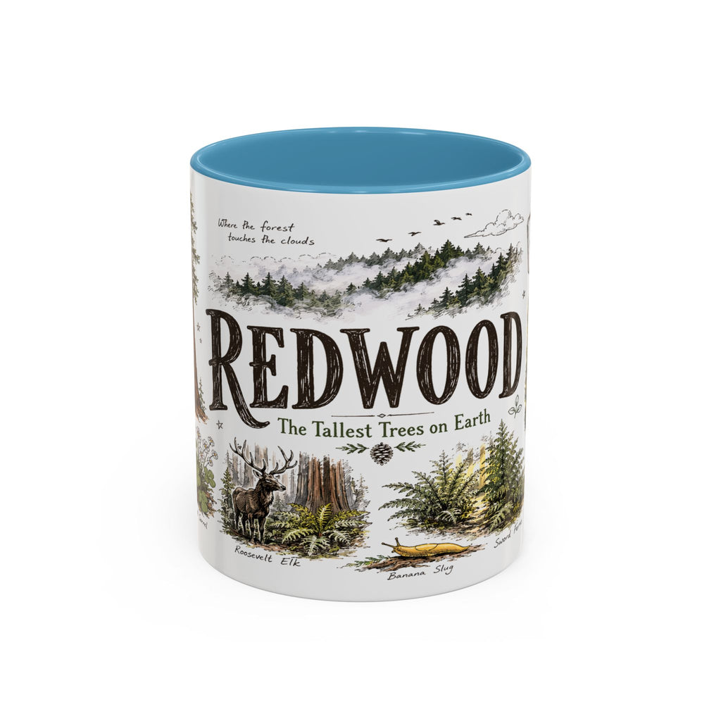 Redwood National Park Coffee Mug | California Coastal Forest Hiking Gift | Accent Color Ceramic 11oz 15oz