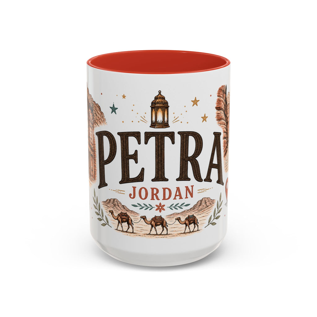 Petra Coffee Mug | Travel Destination Souvenir Gift | Accent Color Ceramic 11oz 15oz