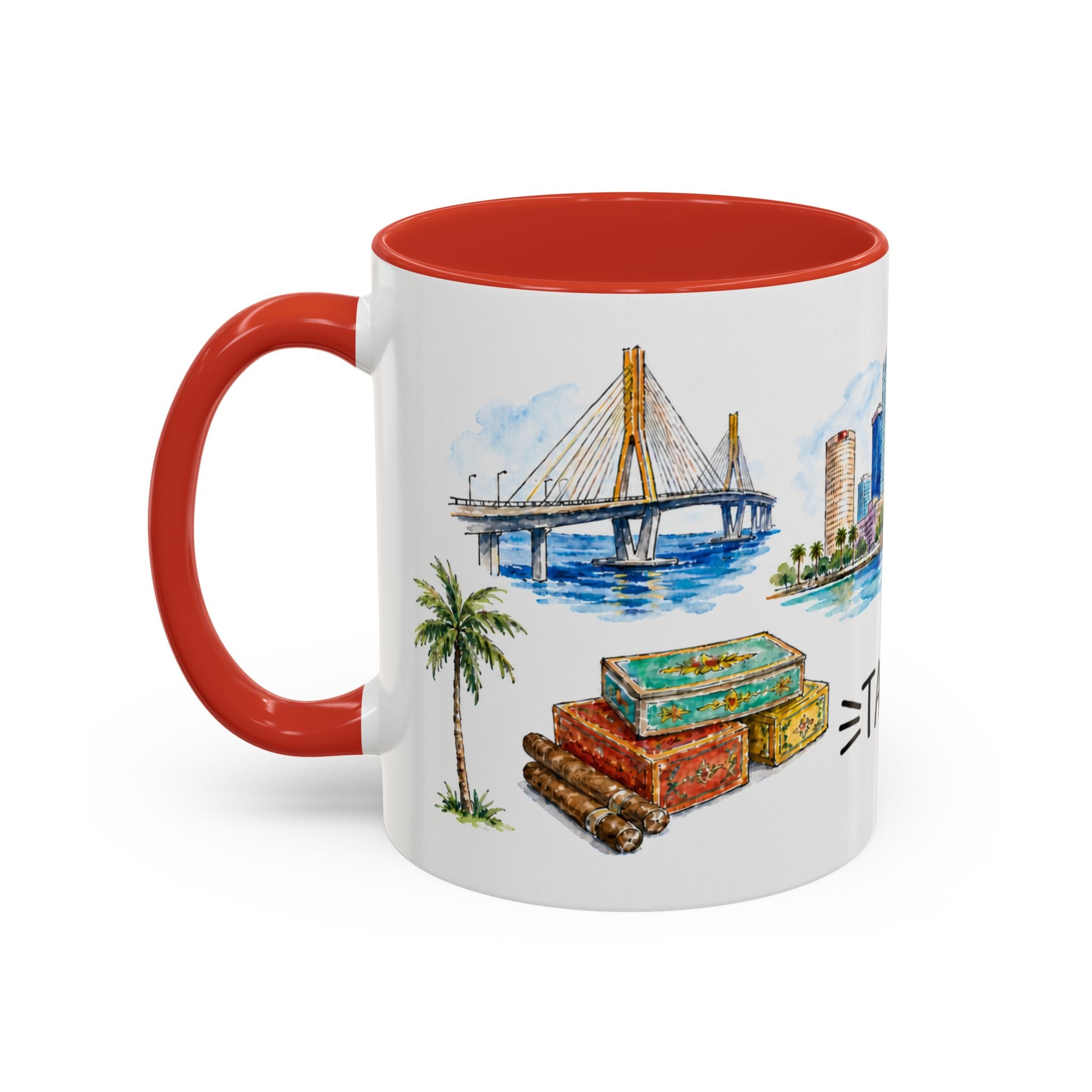 Tampa Illustrated Travel Mug | City Souvenir Accent Coffee Mug | 11oz 15oz Ceramic Cup