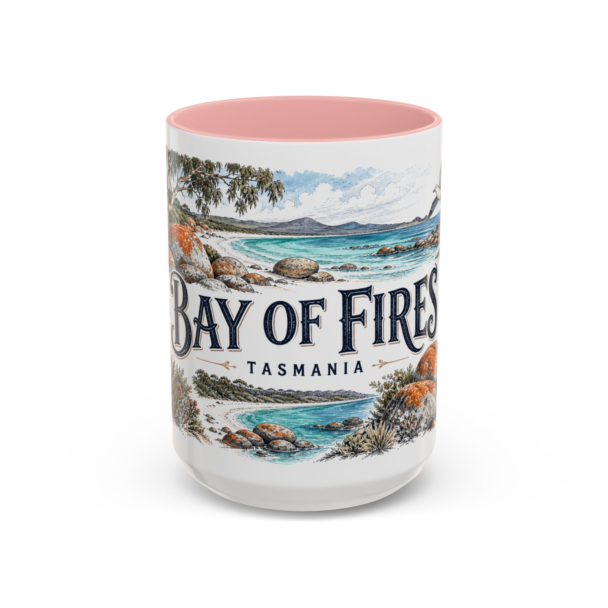 Bay of Fires Mug, Tasmania Travel Souvenir, Bucket List Gift, Accent Ceramic Coffee Mug 11oz 15oz