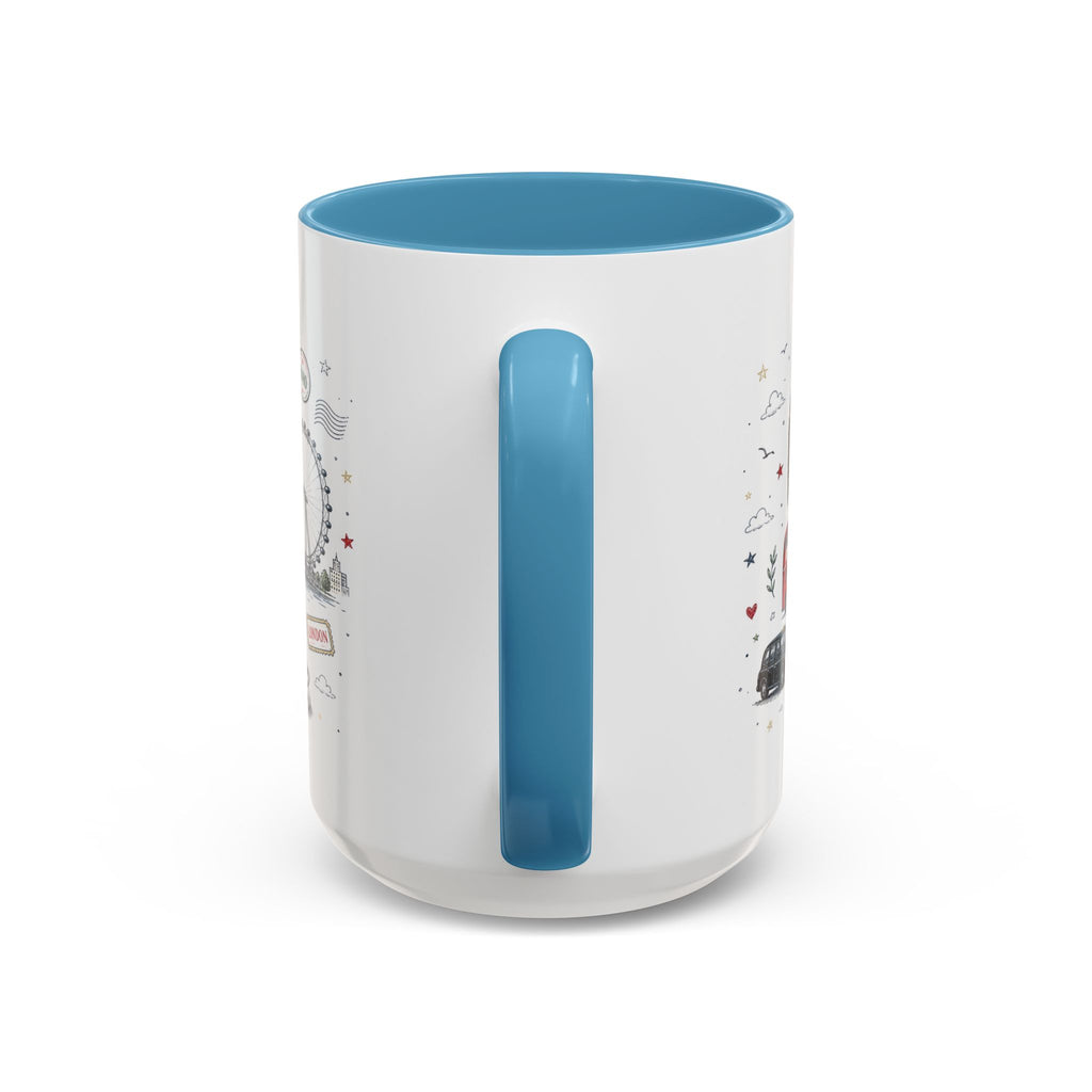 London Coffee Mug | England Souvenir Travel Gift | Accent Color Ceramic 11oz 15oz