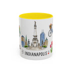 Indianapolis Illustrated Travel Mug | City Souvenir Accent Coffee Mug | 11oz 15oz Ceramic Cup