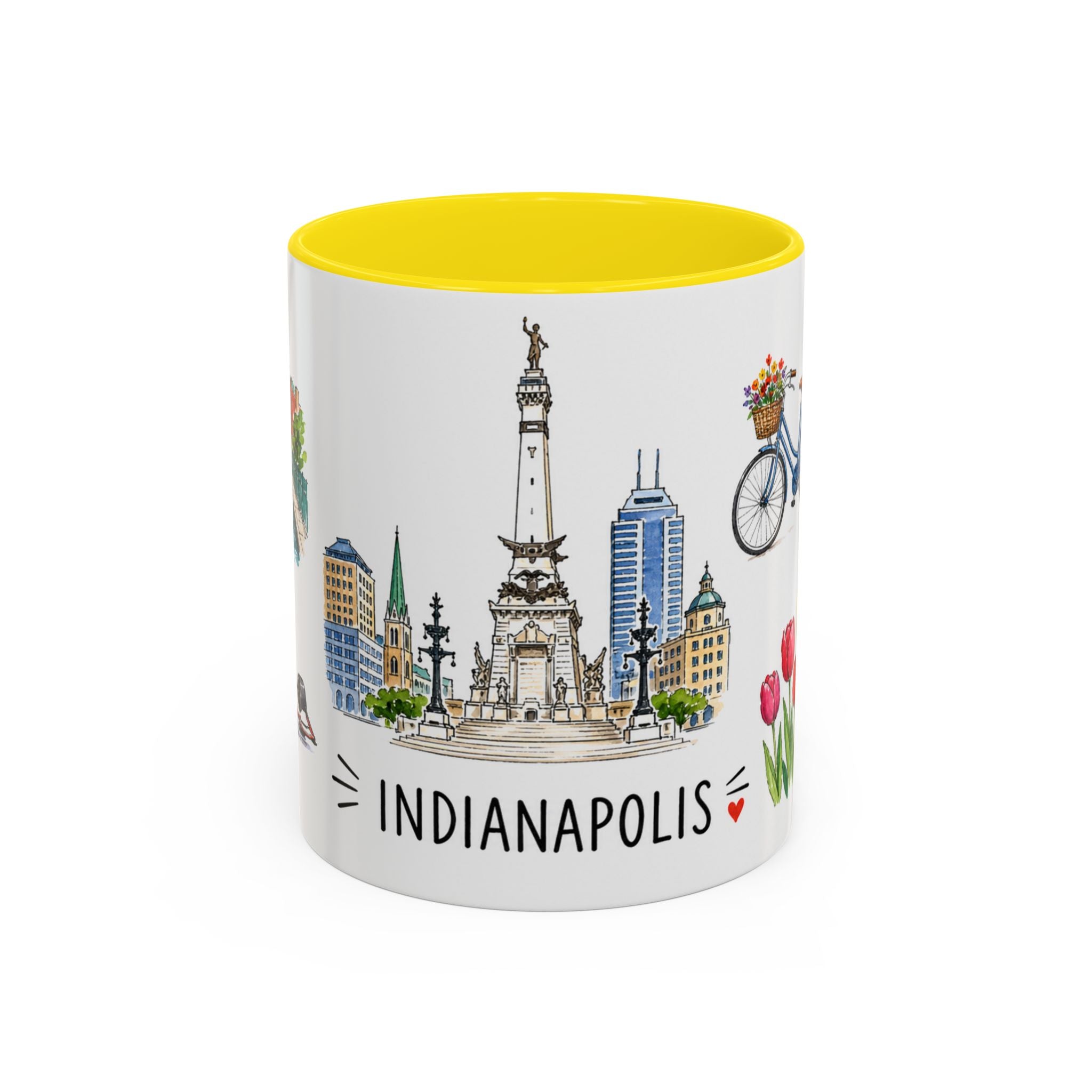 Indianapolis Illustrated Travel Mug | City Souvenir Accent Coffee Mug | 11oz 15oz Ceramic Cup