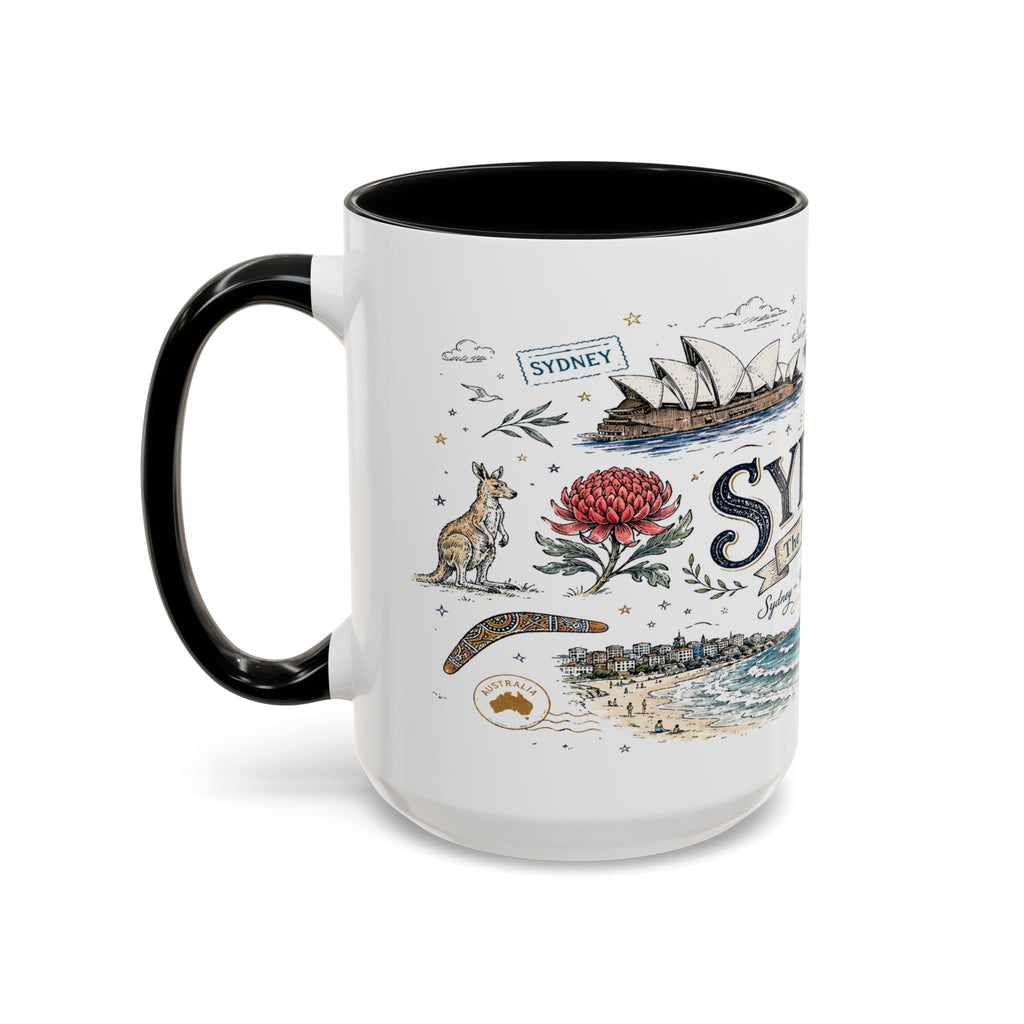 Sydney Coffee Mug | Australia Souvenir Travel Gift | Accent Color Ceramic 11oz 15oz