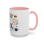 Officially Off The Clock Coffee Mug | Funny Retirement Gift | Accent Color Ceramic 11oz 15oz