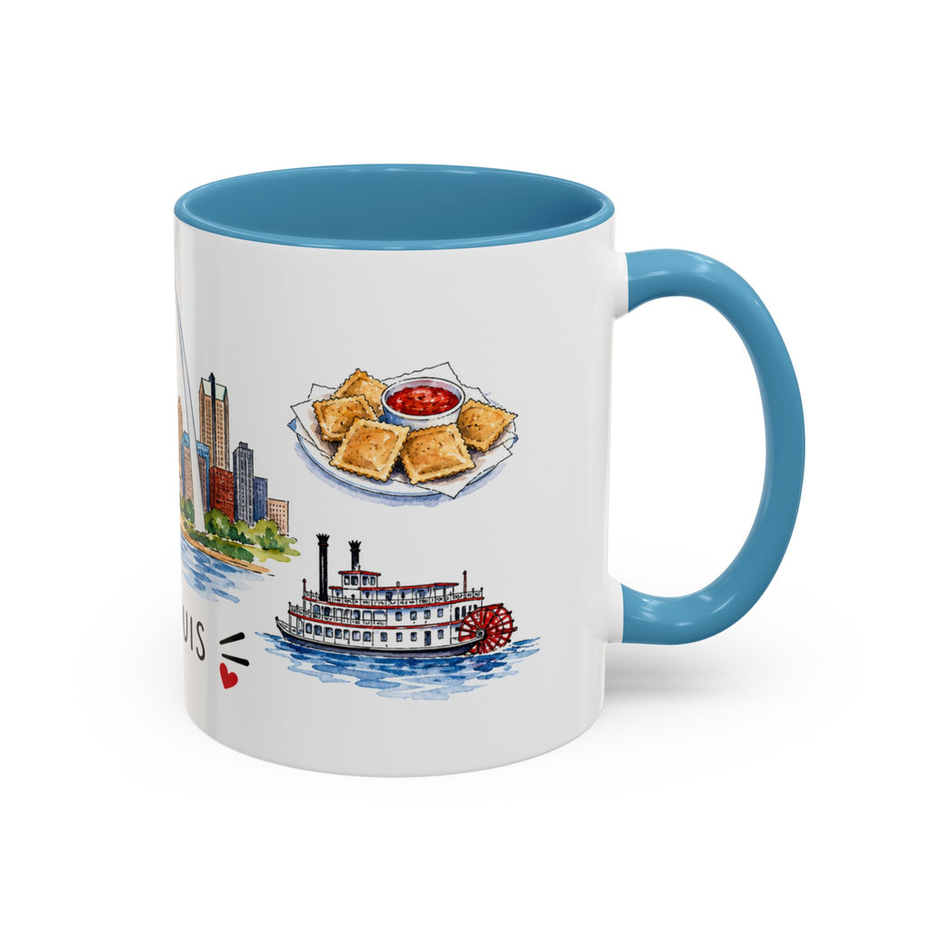 St. Louis Illustrated Travel Mug | City Souvenir Accent Coffee Mug | 11oz 15oz Ceramic Cup