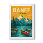 Banff Canada Framed Poster | Vintage Travel Wall Art | Black Walnut White Frame | 16x24 20x30