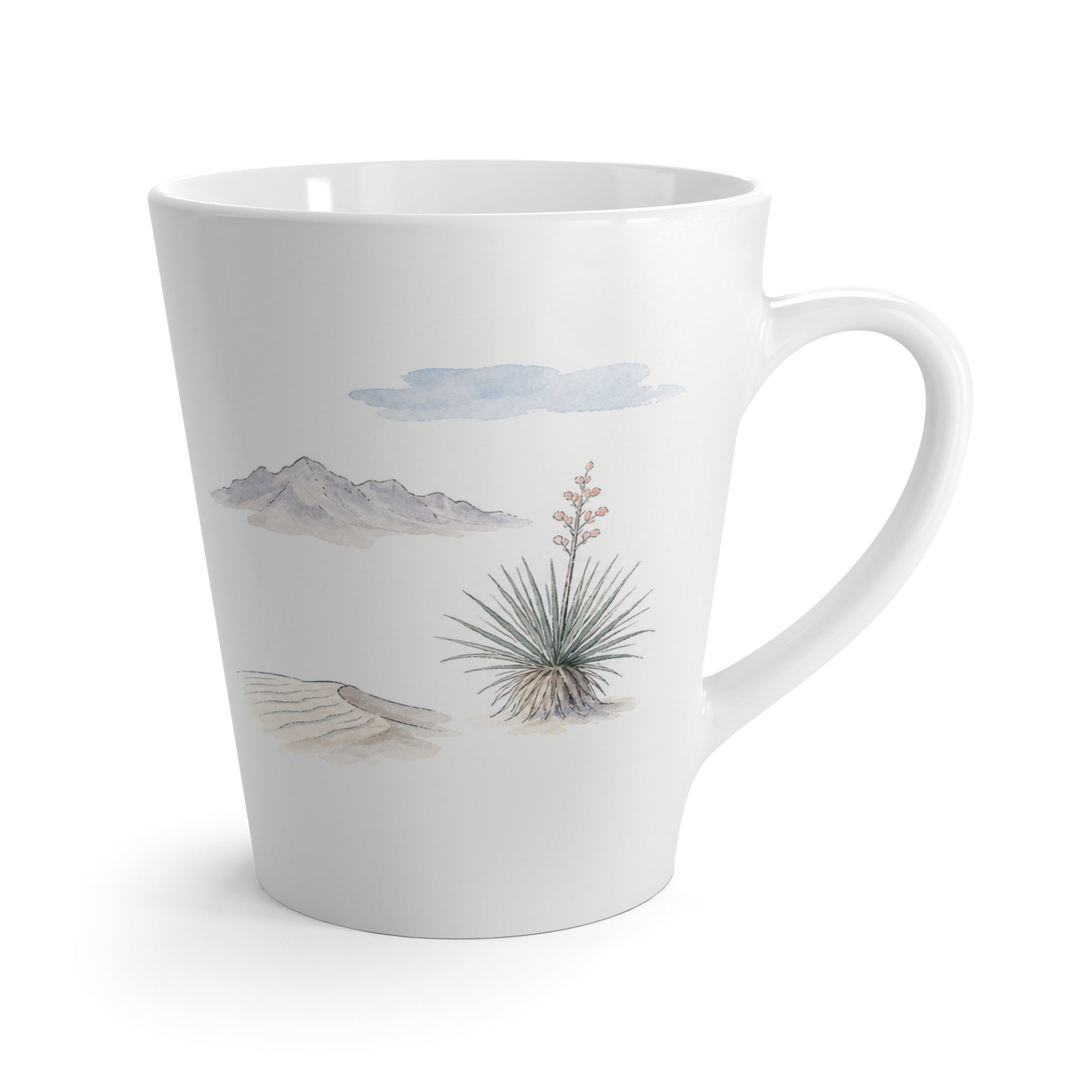 White Sands National Park Latte Mug | Pastel Watercolor Nature Coffee Cup | 12 oz Travel Souvenir Gift