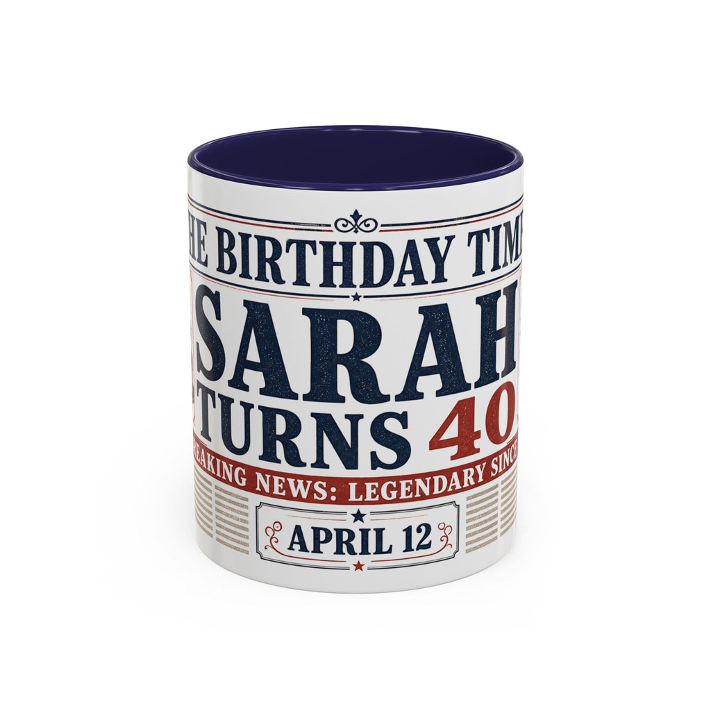 Birthday Newspaper Mug | Custom Name Age Date Gift | The Birthday Times Coffee Cup 11oz 15oz
