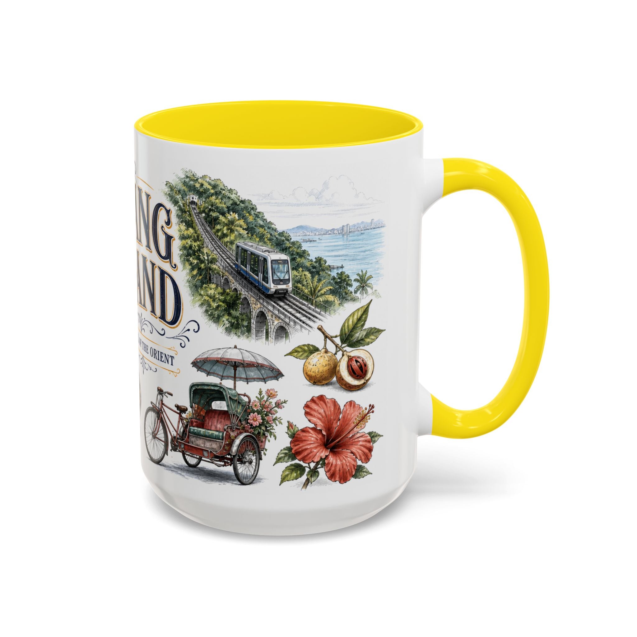 Penang Island Coffee Mug | Malaysia Travel Souvenir | Vintage Illustrated City Gift | 11 oz 15 oz Accent Mug
