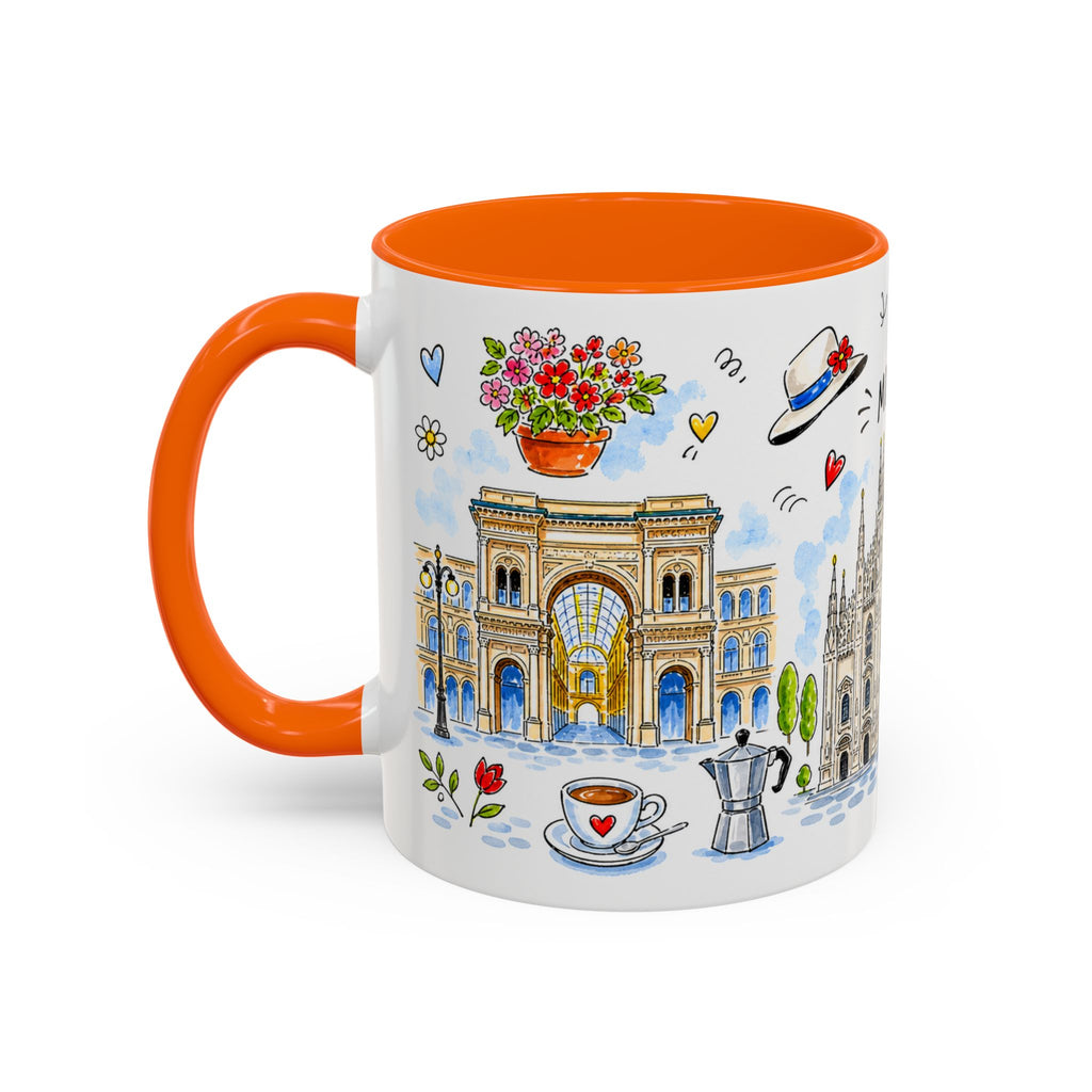 Milan Travel Mug | European City Souvenir Accent Coffee Mug | 11oz 15oz Ceramic Cup