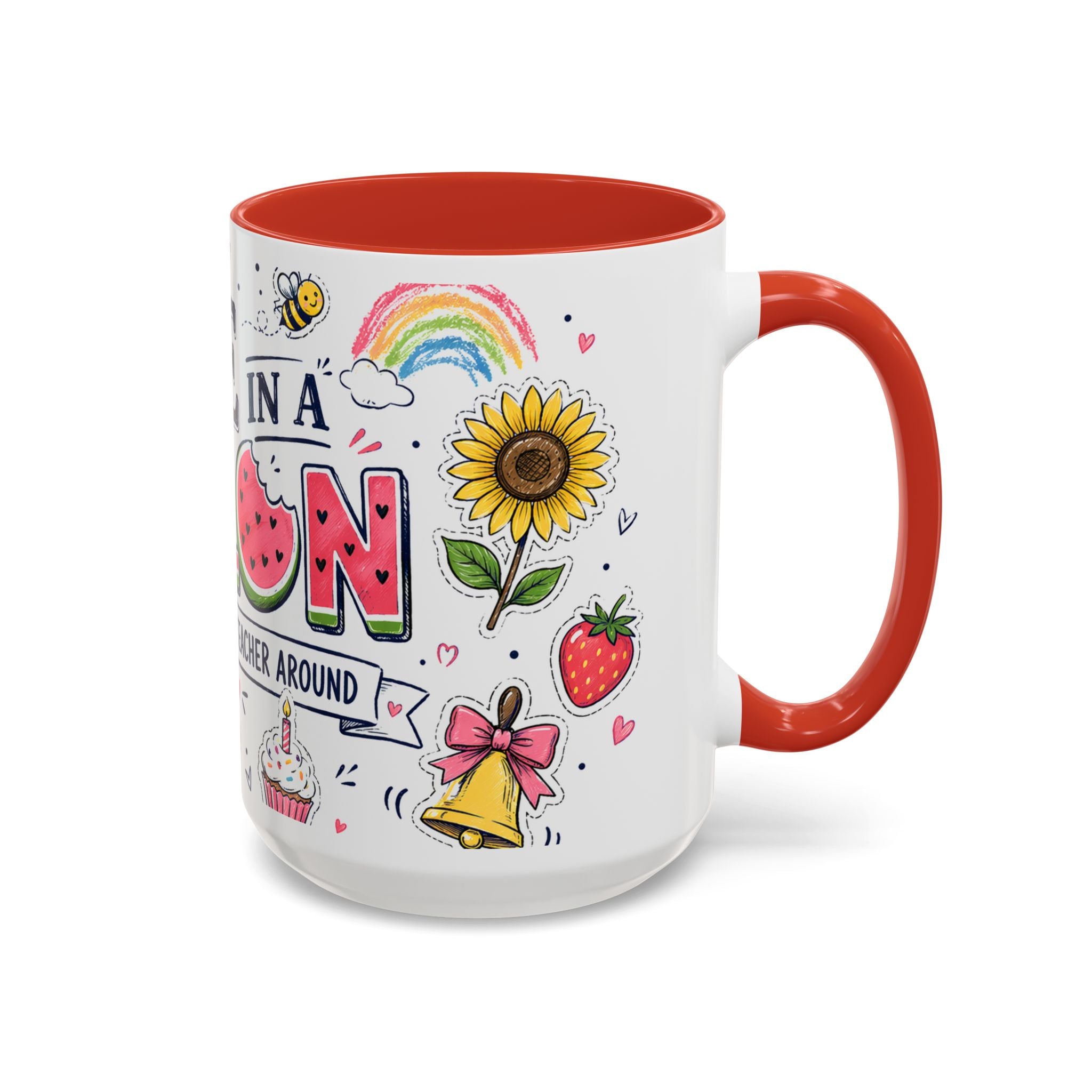 One in a Melon Coffee Mug | Sweetest Teacher Appreciation Gift | Accent Color Ceramic 11oz 15oz