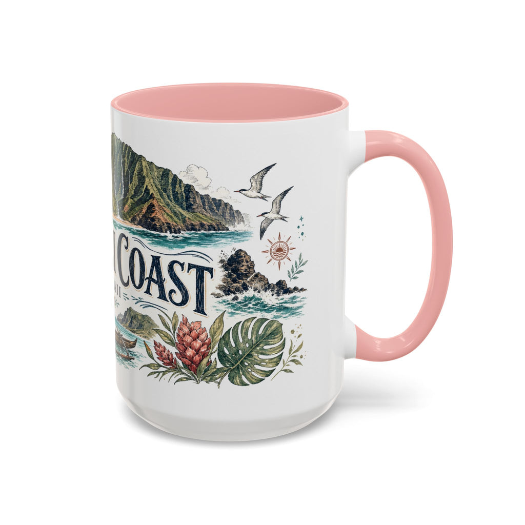Na Pali Coast Mug, Hawaii Travel Souvenir, Bucket List Gift, Accent Ceramic Coffee Mug 11oz 15oz