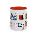 Fez Coffee Mug | Postage Stamp Collage Mug | Travel Souvenir Accent Cup 11oz 15oz