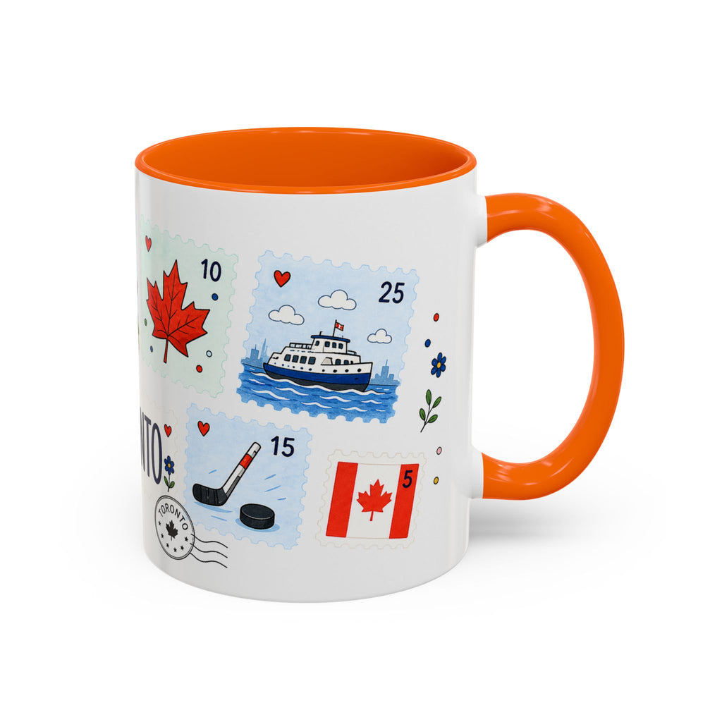 Toronto Coffee Mug | Postage Stamp Collage Mug | Travel Souvenir Accent Cup 11oz 15oz