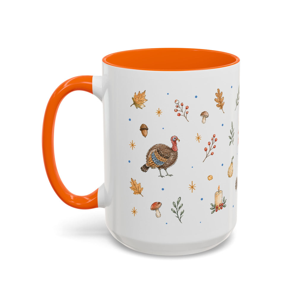 Thanksgiving Turkey Mug | Friendly Woodland Watercolor Gift | Autumn Accent Cup 11oz 15oz