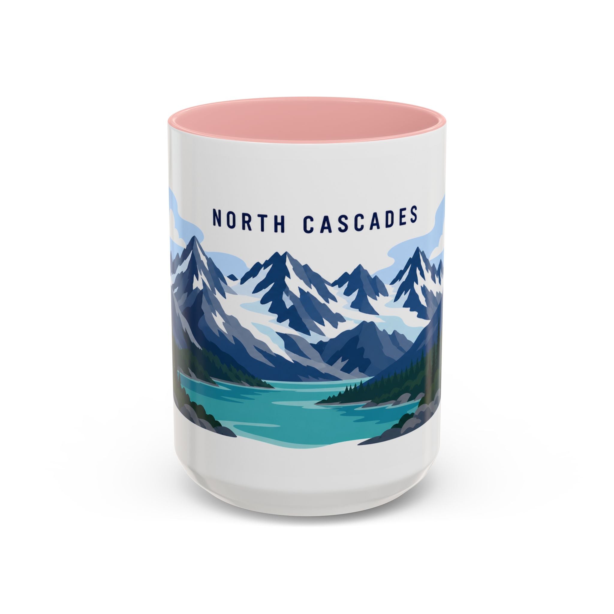 North Cascades National Park Coffee Mug | Solid Color Block Park Souvenir | 11oz 15oz Accent Mug
