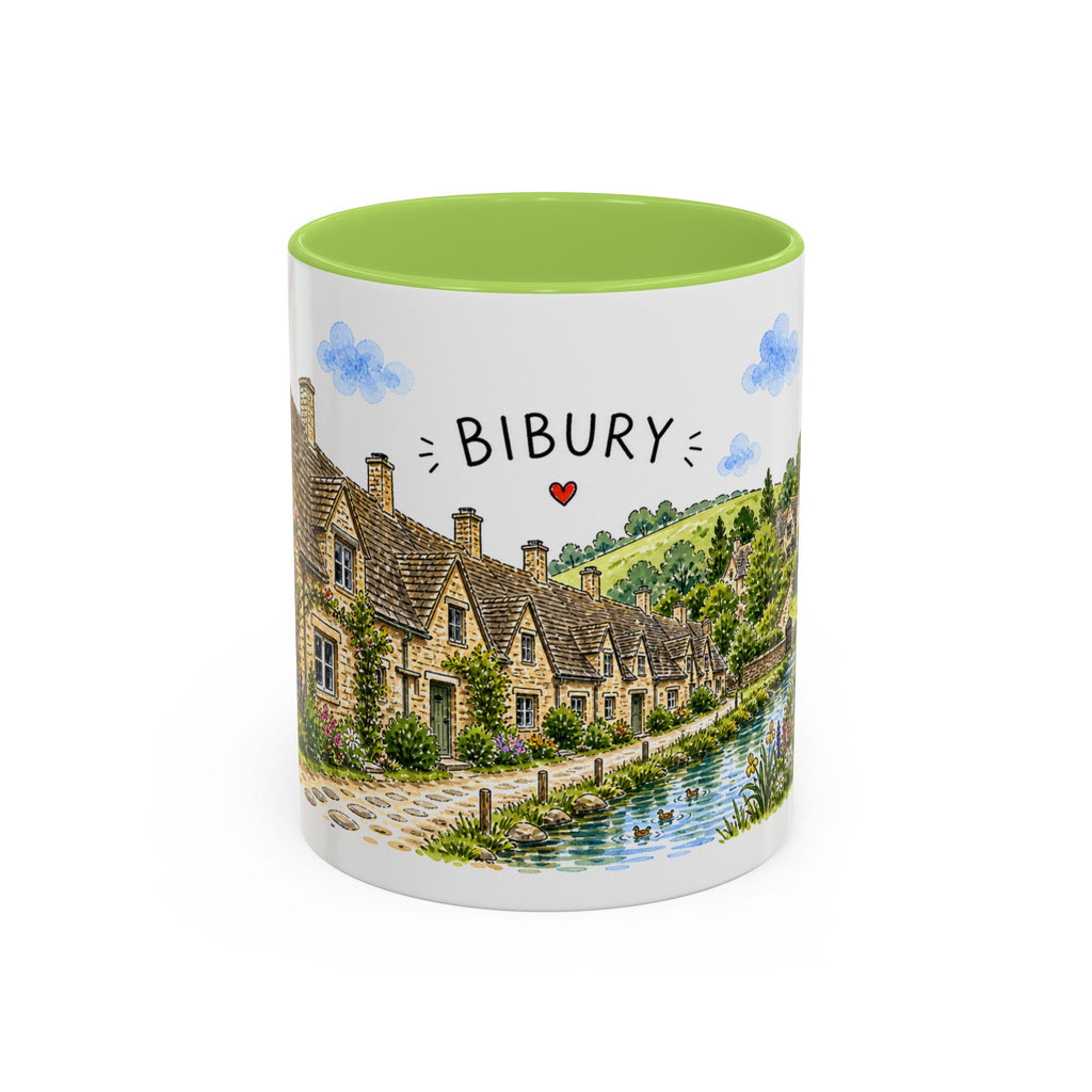 Bibury Illustrated Travel Mug | England Souvenir Accent Coffee Mug | 11oz 15oz Ceramic Cup