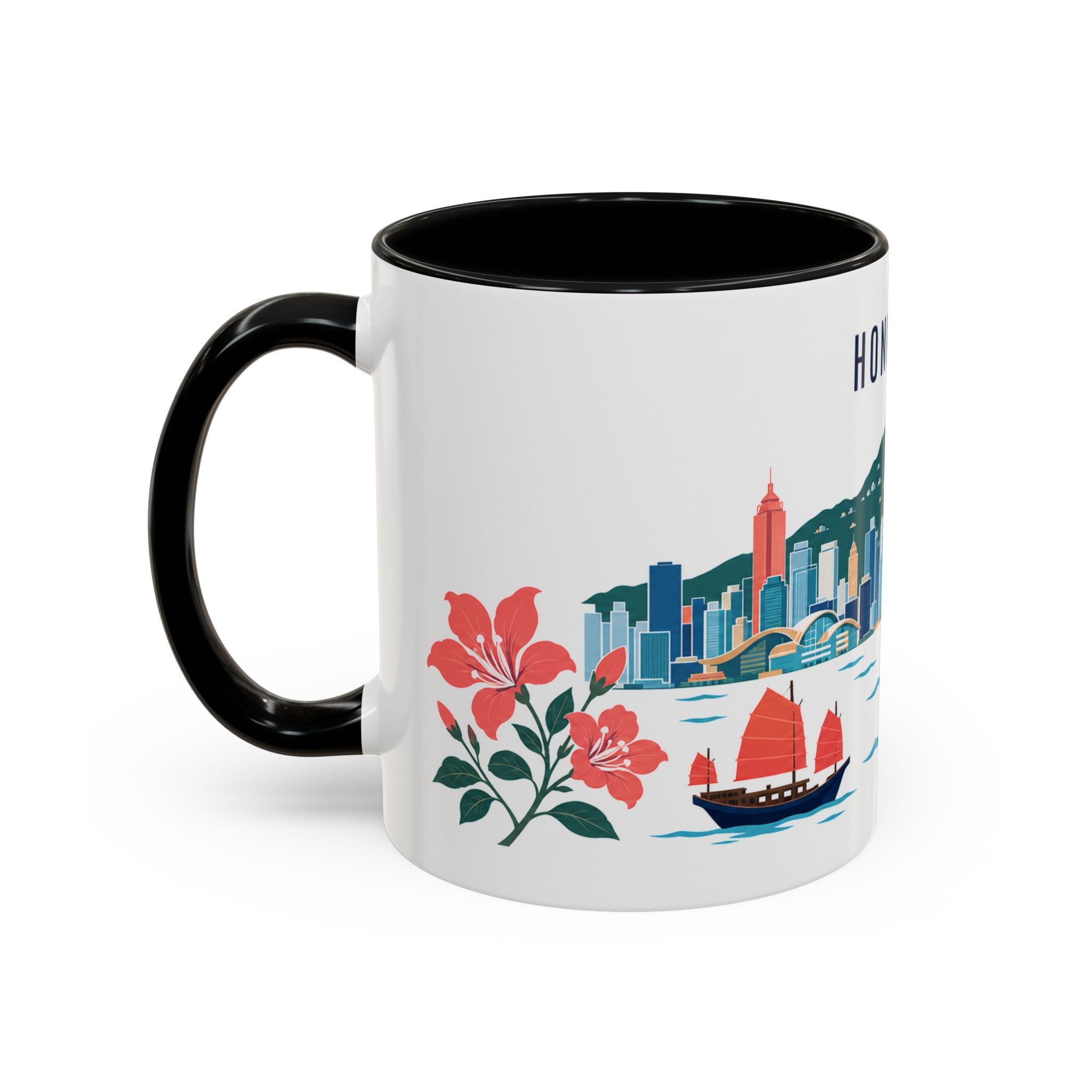 Hong Kong Coffee Mug | Hong Kong Travel Souvenir | Porcelain Decal City Gift | 11oz 15oz Accent Mug