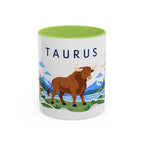 Taurus Zodiac Coffee Mug | Bull and Rose Design | Astrology Birthday Gift | 11 oz 15 oz Ceramic Accent Mug