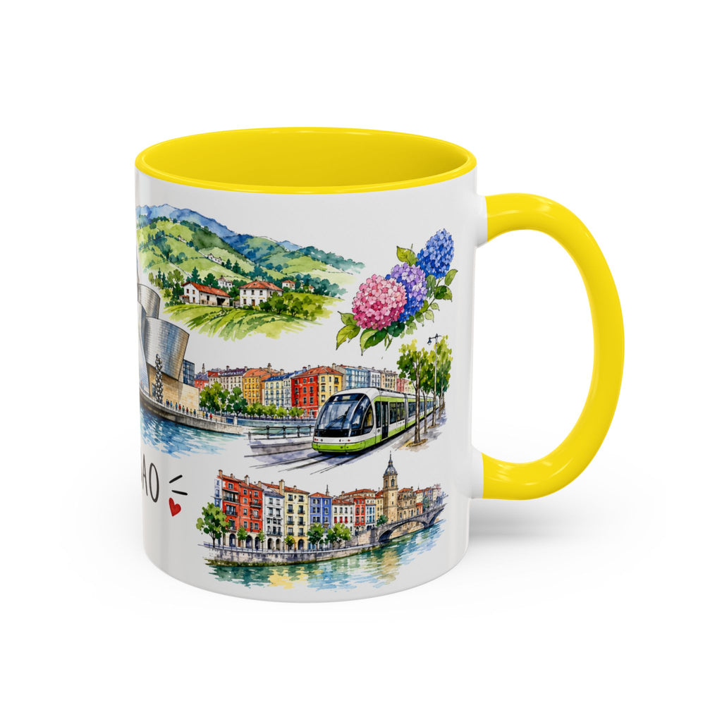 Bilbao Illustrated Travel Mug | City Souvenir Accent Coffee Mug | 11oz 15oz Ceramic Cup