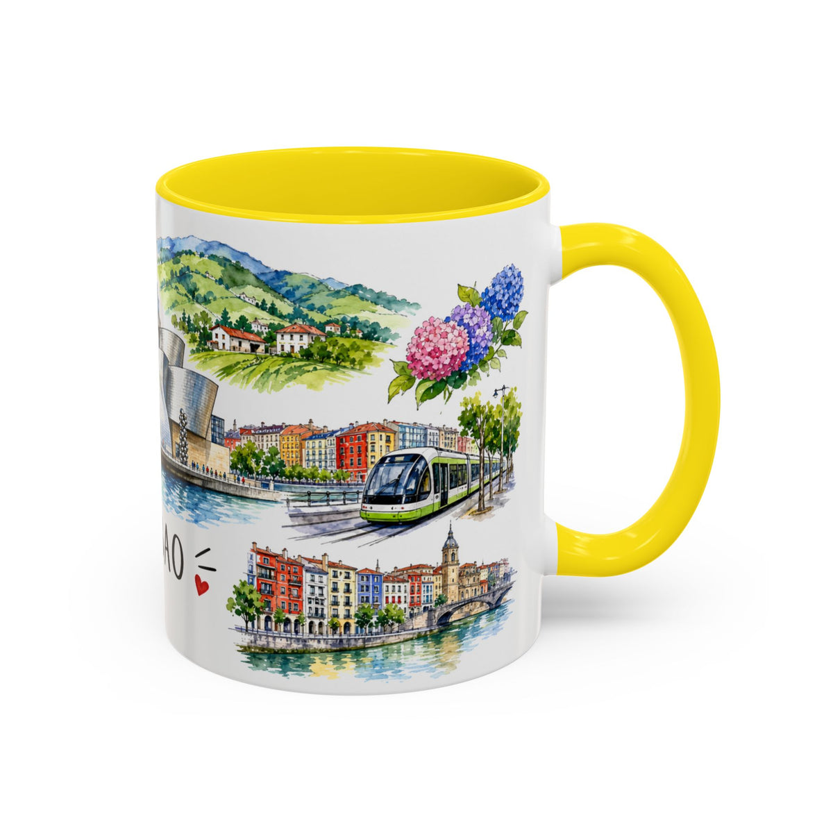 Bilbao Illustrated Travel Mug | City Souvenir Accent Coffee Mug | 11oz 15oz Ceramic Cup