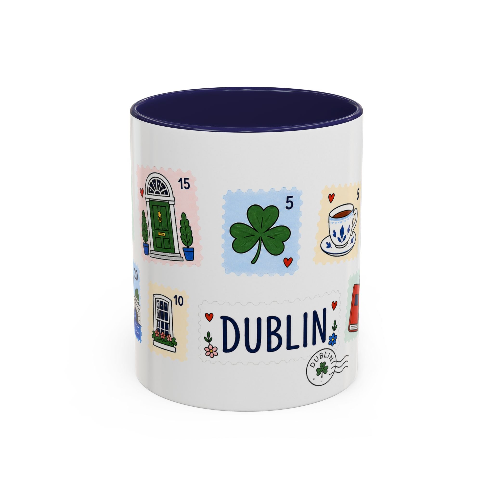 Dublin Coffee Mug | Postage Stamp Collage Mug | Travel Souvenir Accent Cup 11oz 15oz