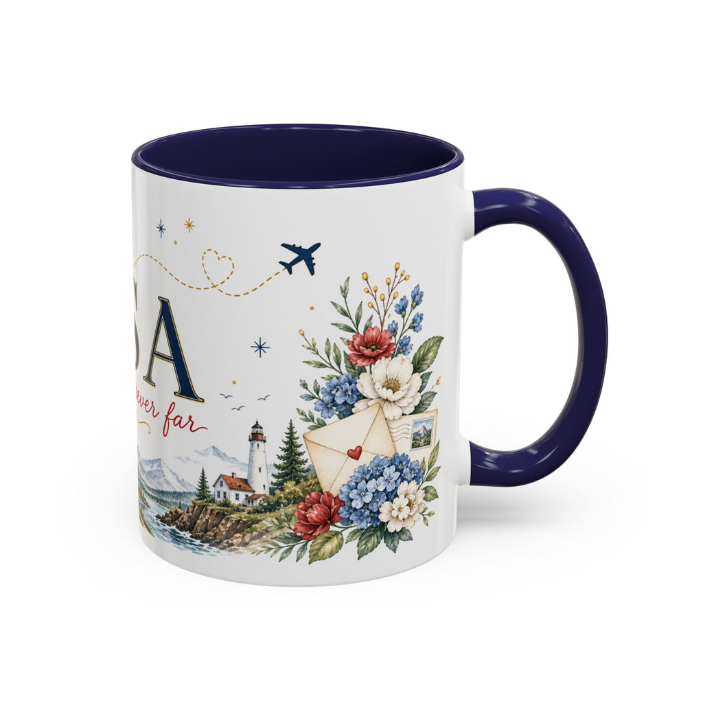 USA Home Country Mug | Moving Away Gift | Long Distance Friendship | 11 oz 15 oz Accent Mug