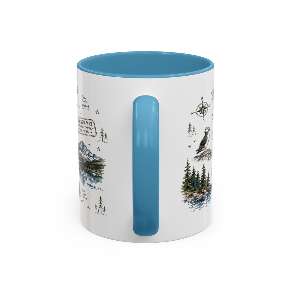 Glacier Bay National Park Coffee Mug | Alaska Wilderness Kayaking Gift | Accent Color Ceramic 11oz 15oz