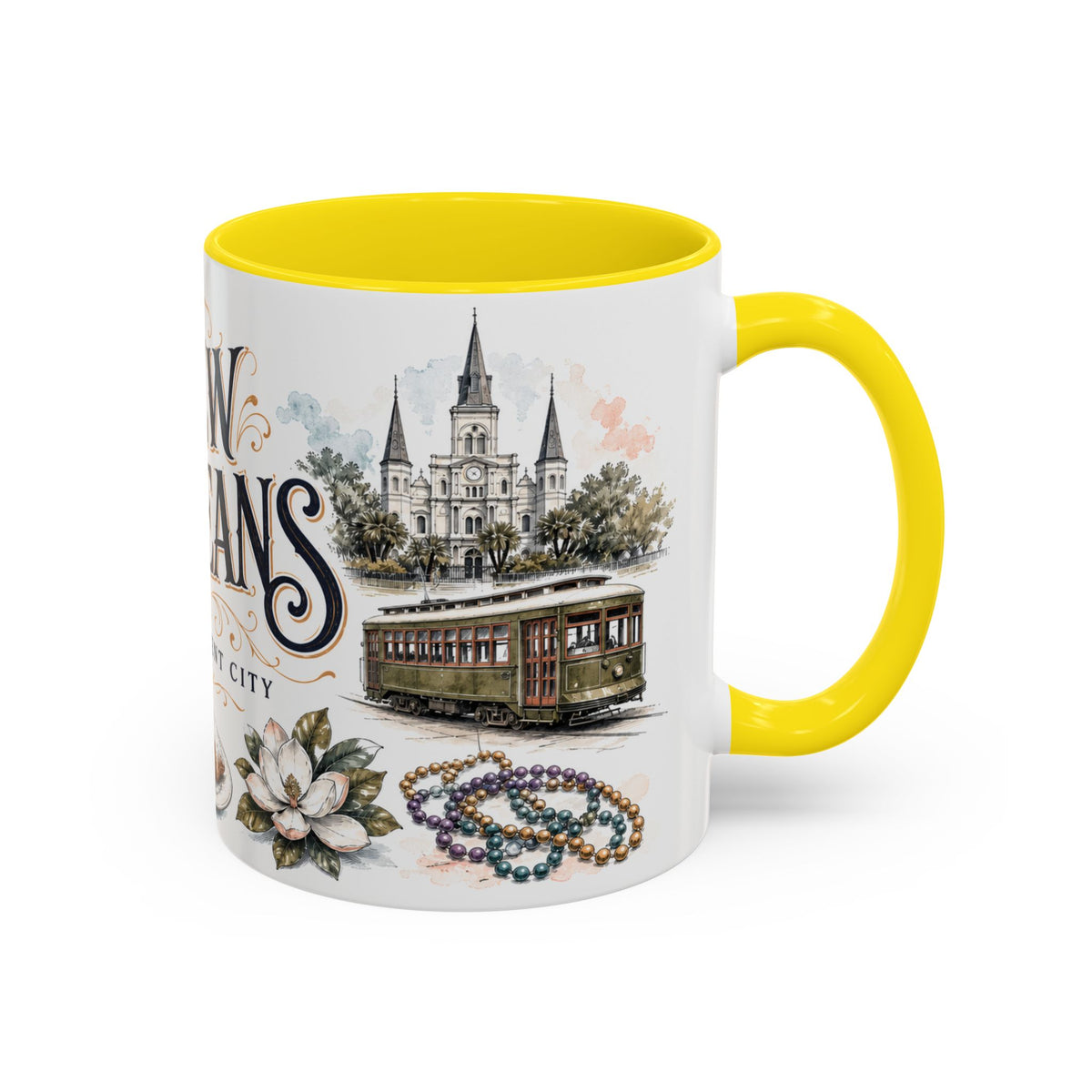 New Orleans Coffee Mug | United States Travel Souvenir | Vintage Illustrated City Gift | 11 oz 15 oz Accent Mug