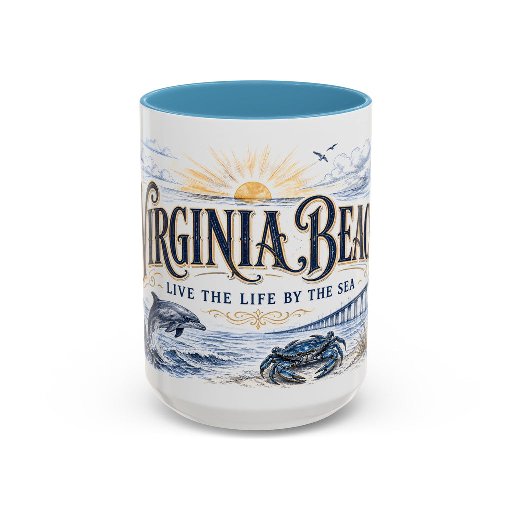Virginia Beach Coffee Mug | United States Travel Souvenir | Vintage Illustrated City Gift | 11 oz 15 oz Accent Mug