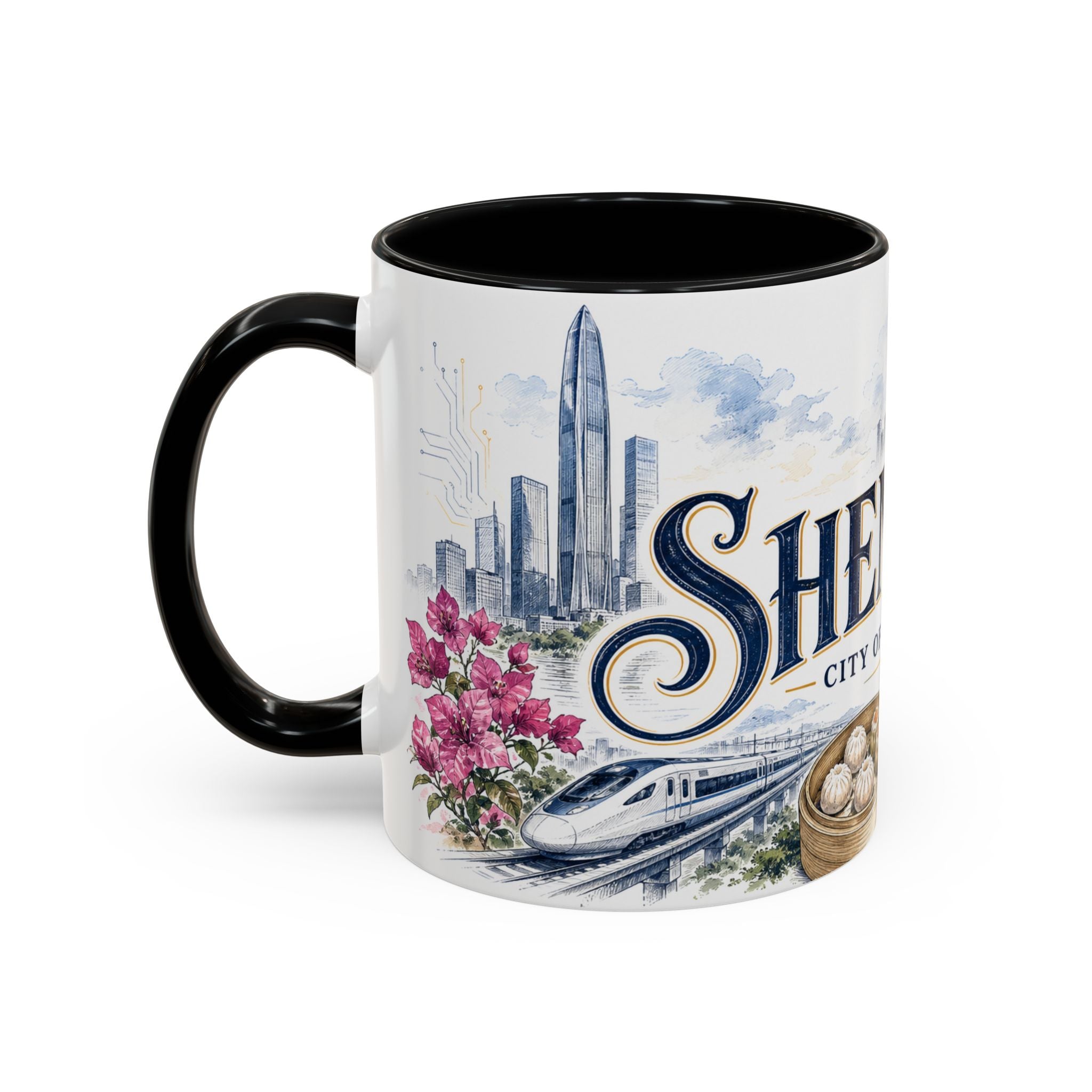 Shenzhen Coffee Mug | China Travel Souvenir | Vintage Illustrated City Gift | 11 oz 15 oz Accent Mug