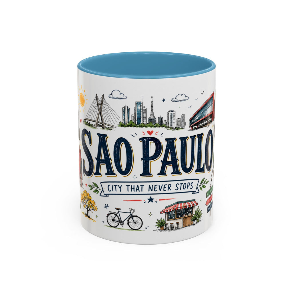 Sao Paulo Coffee Mug | Brazil Souvenir Travel Gift | Accent Color Ceramic 11oz 15oz