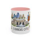 Kansas City Illustrated Travel Mug | City Souvenir Accent Coffee Mug | 11oz 15oz Ceramic Cup