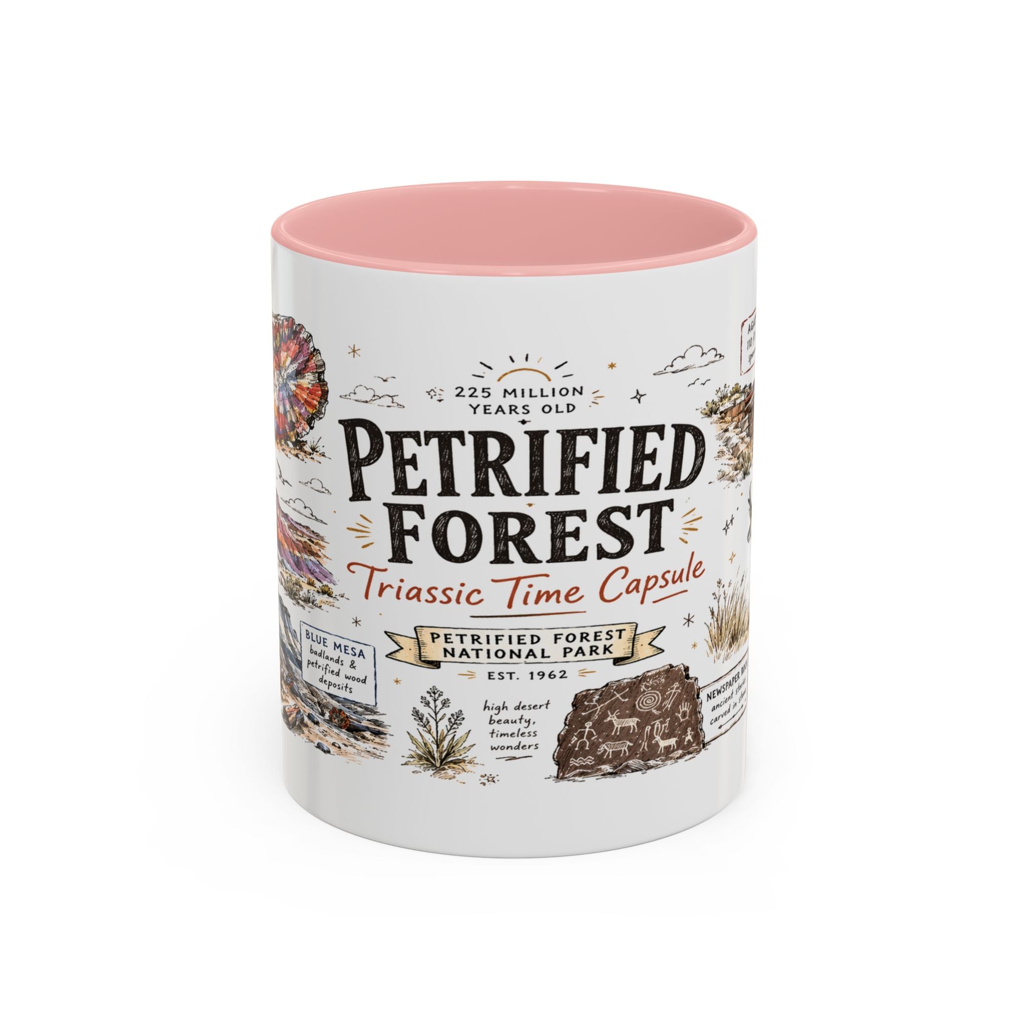 Petrified Forest National Park Coffee Mug | Arizona Painted Desert Fossil Gift | Accent Color Ceramic 11oz 15oz