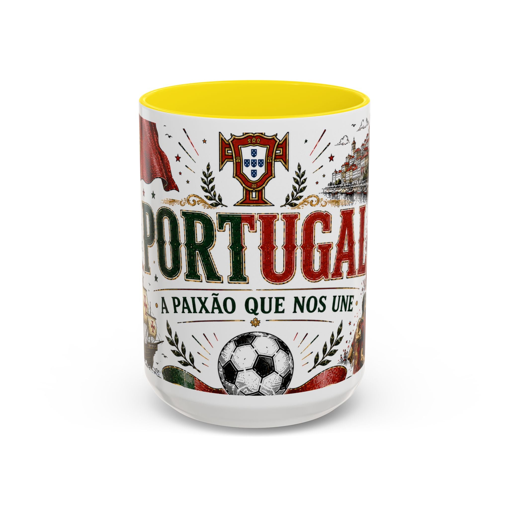 Portugal Soccer Coffee Mug | World Cup Fan Gift | Accent Color Ceramic 11oz 15oz Match Day Cup