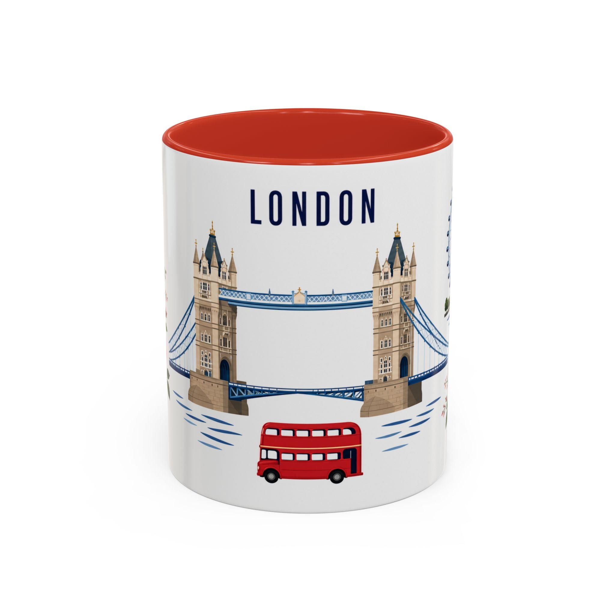 London Coffee Mug | United Kingdom Travel Souvenir | Porcelain Decal City Gift | 11oz 15oz Accent Mug