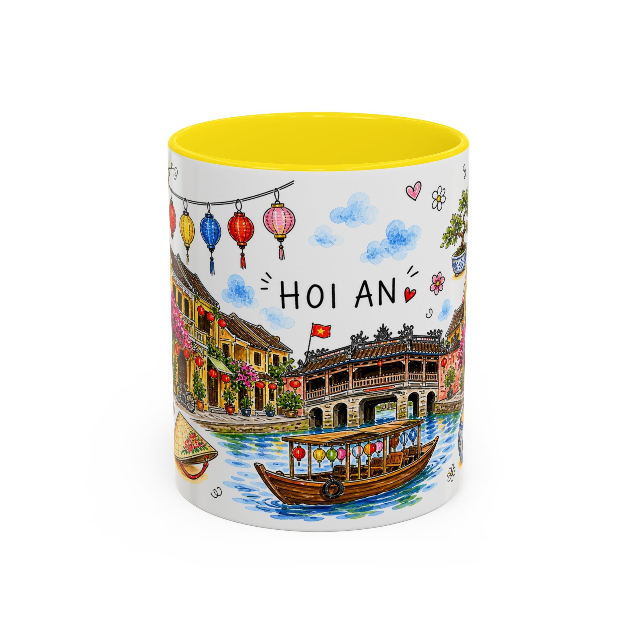 Hoi An Illustrated Travel Mug | City Souvenir Accent Coffee Mug | 11oz 15oz Ceramic Cup