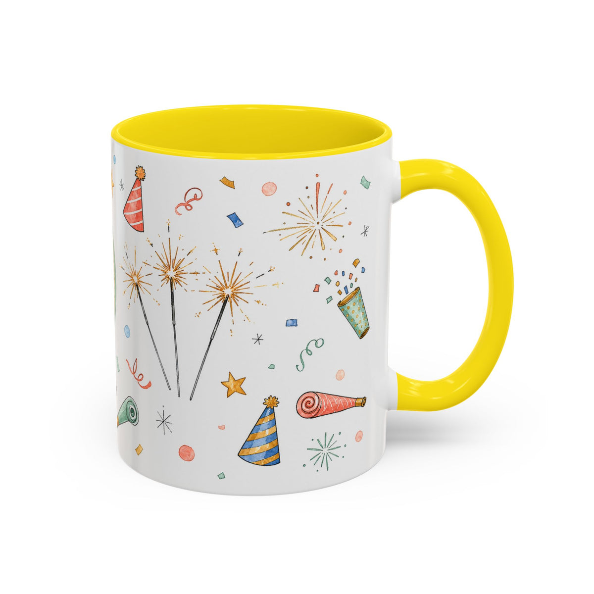 New Year Sparkler Mug | Champagne Toast Watercolor Party Gift | Accent Cup 11oz 15oz