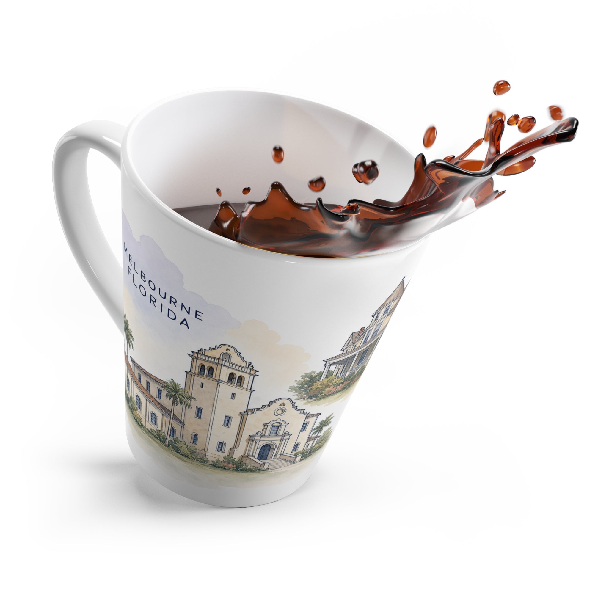 Melbourne Latte Mug | Watercolor City Travel Mug | 12 oz Ceramic Souvenir Gift