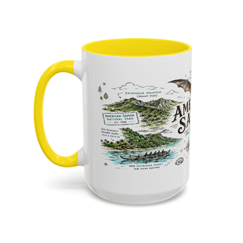 American Samoa National Park Coffee Mug | Pacific Island Rainforest Reef Gift | Accent Color Ceramic 11oz 15oz
