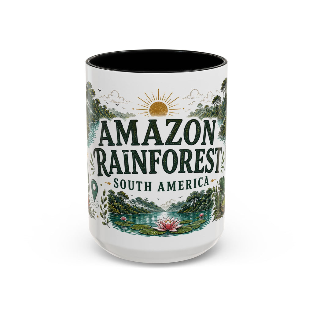 Amazon Rainforest Coffee Mug | Travel Destination Souvenir Gift | Accent Color Ceramic 11oz 15oz