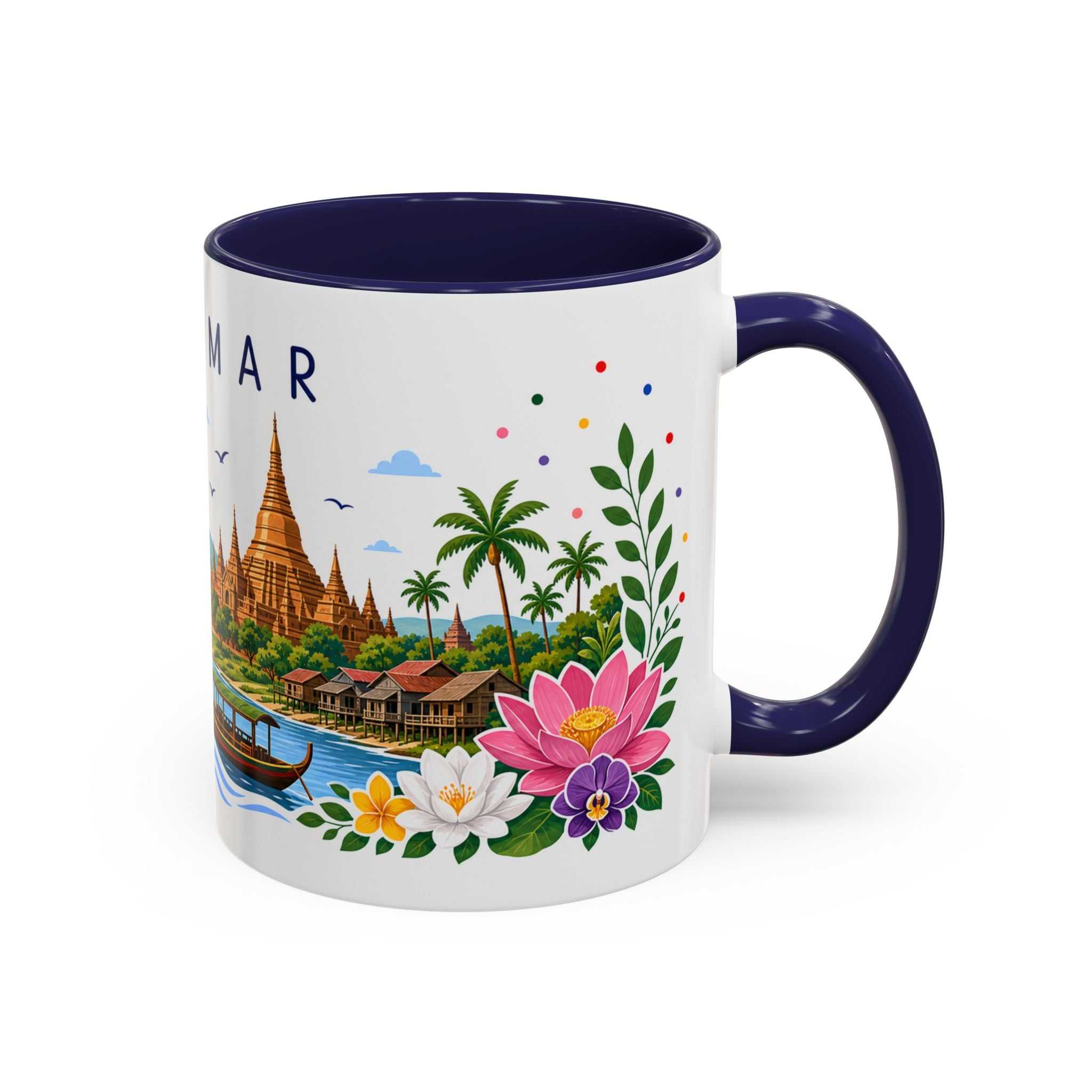 Myanmar Coffee Mug | Travel Souvenir Accent Mug | Place Gift Ceramic Cup 11oz 15oz