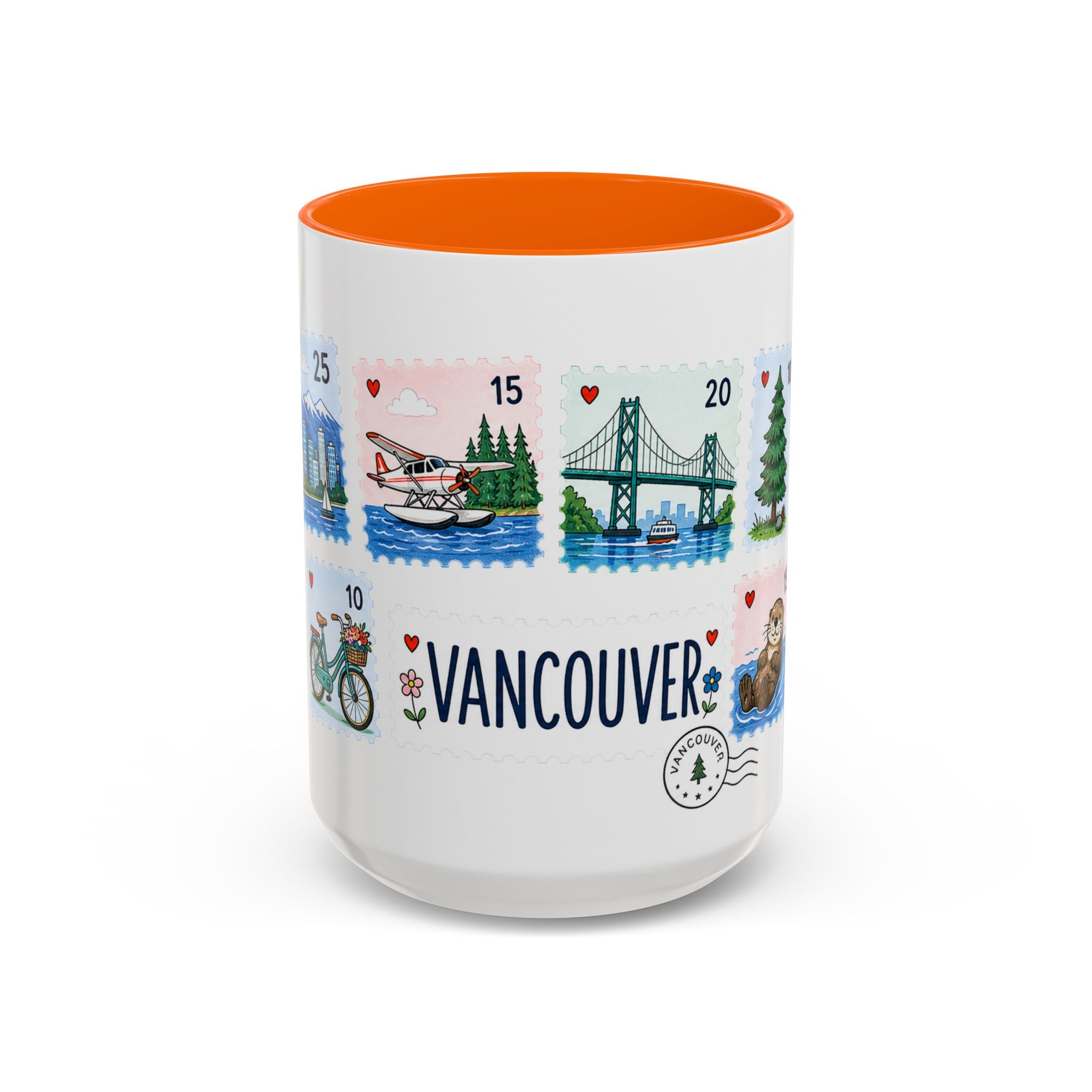 Vancouver Coffee Mug | Postage Stamp Collage Mug | Travel Souvenir Accent Cup 11oz 15oz