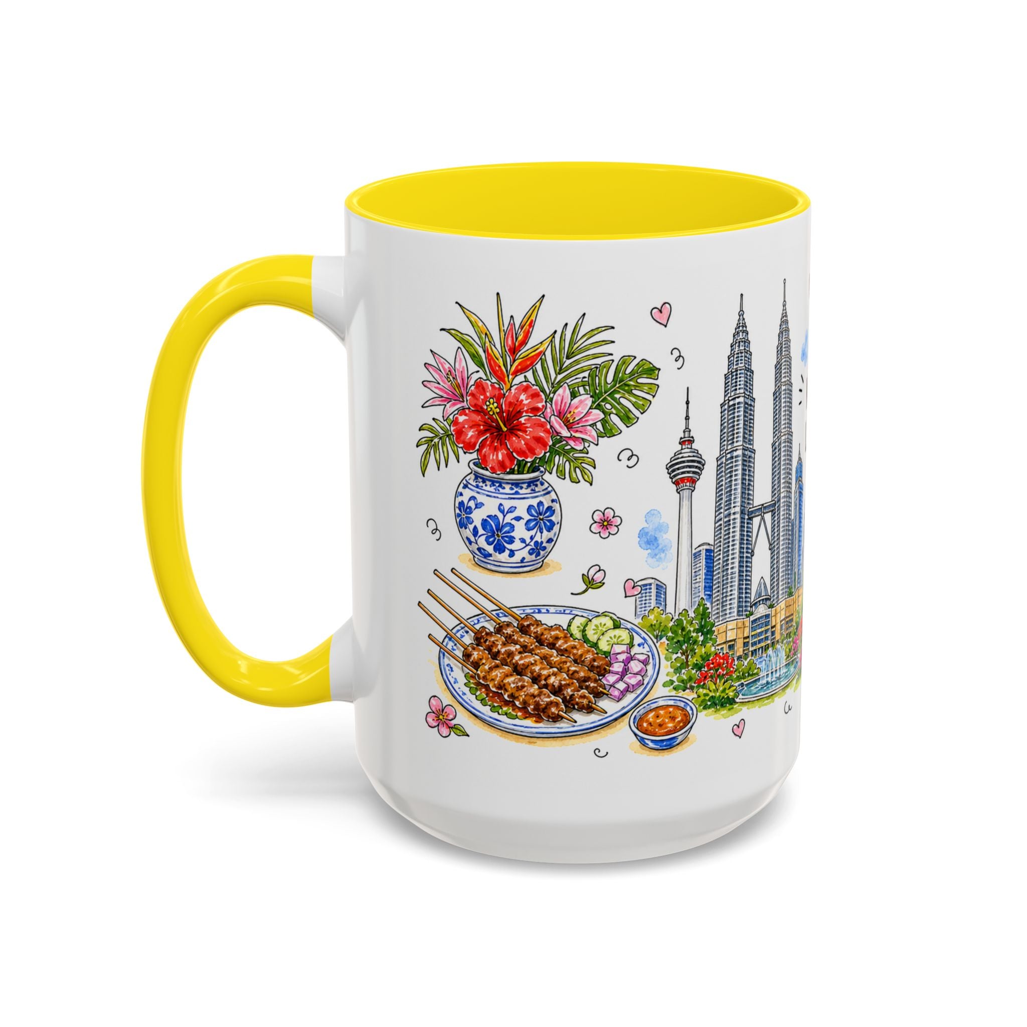 Kuala Lumpur Illustrated Travel Mug | City Souvenir Accent Coffee Mug | 11oz 15oz Ceramic Cup