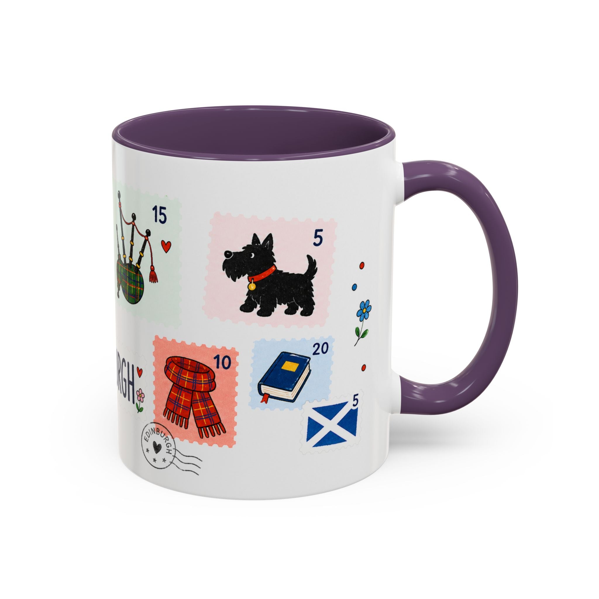 Edinburgh Coffee Mug | Postage Stamp Collage Mug | Travel Souvenir Accent Cup 11oz 15oz